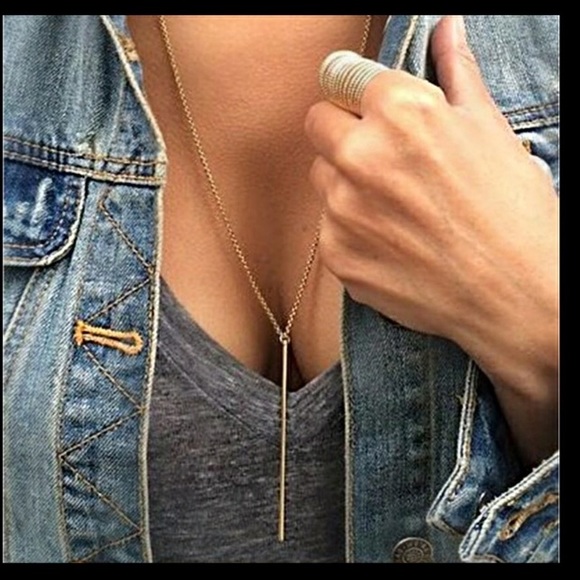 New! Silver Bar Drop Necklace - Picture 3 of 6